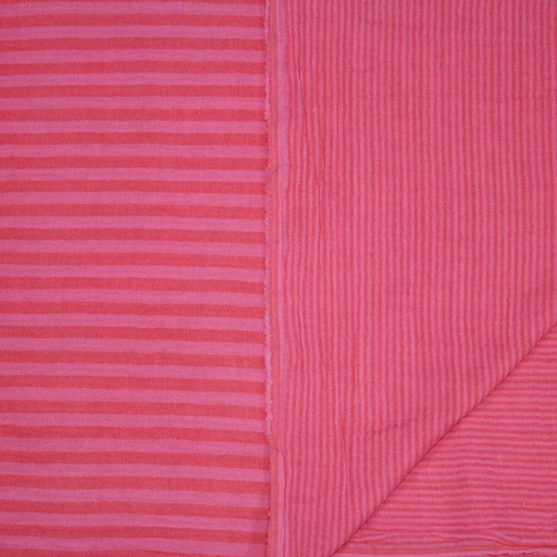 Tissu double gaze coton rayée recto verso : nombreuses couleurs ! OEKO - TEX - TissusPapi.com
