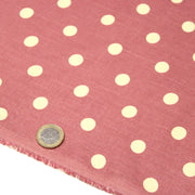 Tissu coton demi natté vieux rose à pois jaune beurre - MADE IN JAPAN - FABRICATION JAPONAISE - TissusPapi.com