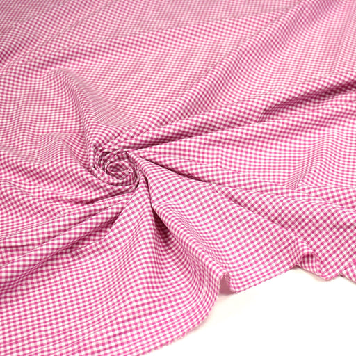 Tissu popeline coton VICHY 3mm rose fuchsia & blanc - TissusPapi.com