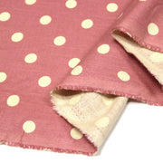 Tissu coton demi natté vieux rose à pois jaune beurre - MADE IN JAPAN - FABRICATION JAPONAISE - TissusPapi.com