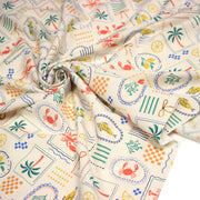 Tissu cotonnade Homards, palmiers et citrons - COLLECTION SICILIA - OEKO - TEX STANDARD 100 - TissusPapi.com