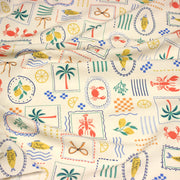 Tissu cotonnade Homards, palmiers et citrons - COLLECTION SICILIA - OEKO - TEX STANDARD 100 - TissusPapi.com