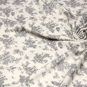Tissu Viscose fluide motif toile de Jouy grise - COLLECTION POMPADOUR - OEKO - TEX - TissusPapi.com