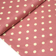 Tissu coton demi natté vieux rose à pois jaune beurre - MADE IN JAPAN - FABRICATION JAPONAISE - TissusPapi.com