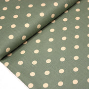 Tissu coton demi natté vert sauge aux pois écrus - MADE IN JAPAN - FABRICATION JAPONAISE - TissusPapi.com
