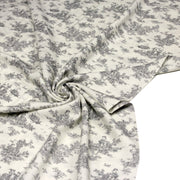 Tissu Viscose fluide motif toile de Jouy grise - COLLECTION POMPADOUR - OEKO - TEX - TissusPapi.com