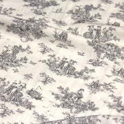 Tissu Viscose fluide motif toile de Jouy grise - COLLECTION POMPADOUR - OEKO - TEX - TissusPapi.com