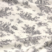 Tissu Viscose fluide motif toile de Jouy grise - COLLECTION POMPADOUR - OEKO - TEX - TissusPapi.com
