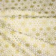 Tissu coton NOËL écru aux hexagones & étoiles des neiges dorés - OEKO - TEX - TissusPapi.com