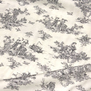 Tissu Viscose fluide motif toile de Jouy grise - COLLECTION POMPADOUR - OEKO - TEX - TissusPapi.com
