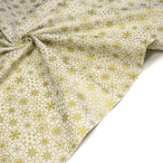 Tissu coton NOËL écru aux hexagones & étoiles des neiges dorés - OEKO - TEX - TissusPapi.com