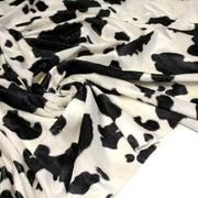 Tissu Velours imprimé motif VACHE : noir & écru ou marron & écru - TissusPapi.com