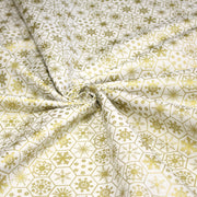 Tissu coton NOËL écru aux hexagones & étoiles des neiges dorés - OEKO - TEX - TissusPapi.com