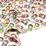 Tissu popeline coton aux petits filles façon bande dessinée - TissusPapi.com