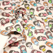 Tissu popeline coton aux petits filles façon bande dessinée - TissusPapi.com