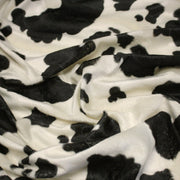 Tissu Velours imprimé motif VACHE : noir & écru ou marron & écru - TissusPapi.com