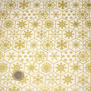 Tissu coton NOËL écru aux hexagones & étoiles des neiges dorés - OEKO - TEX - TissusPapi.com