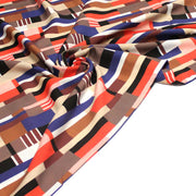 Tissu Viscose fluide WINA aux motifs géométriques rectangles bleus, oranges, marrons et écrus - OEKO - TEX STANDARD 100 - TissusPapi.com
