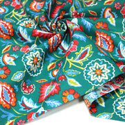 Tissu cotonnade JARDIN DE BENGALE, Fleuri indien, 4 couleurs : rose / céladon / vert / noir - OEKO-TEX STANDARD 100 - TissusPapi.com
