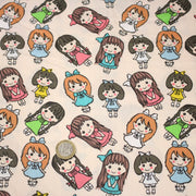 Tissu popeline coton aux petits filles façon bande dessinée - TissusPapi.com