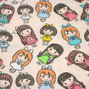 Tissu popeline coton aux petits filles façon bande dessinée - TissusPapi.com