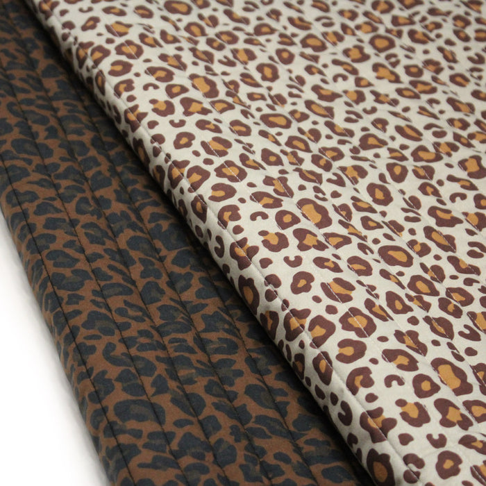 Tissu matelassé LEOPARD : chocolat ou écru - OEKO-TEX