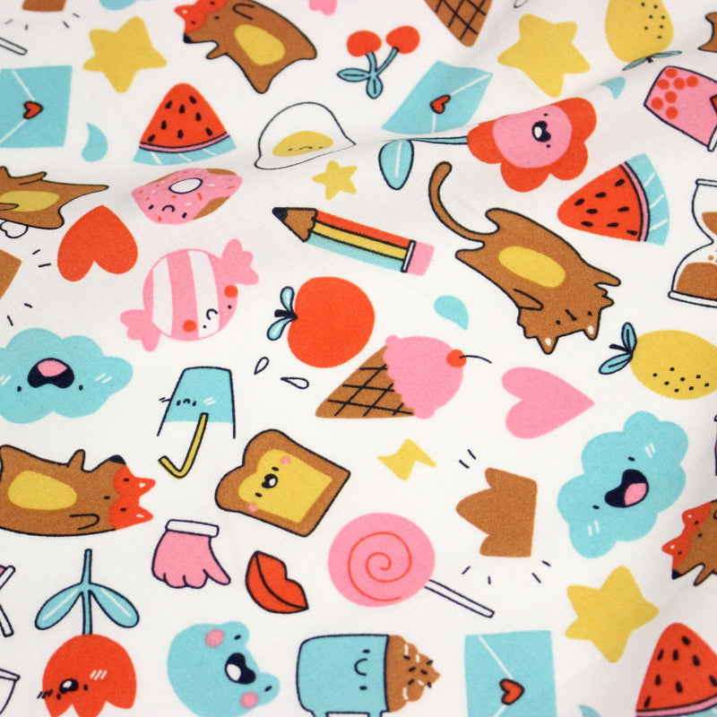 Tissu cotonnade Bubble gum et friandises multicolores - OEKO - TEX STANDARD 100 - TissusPapi.com