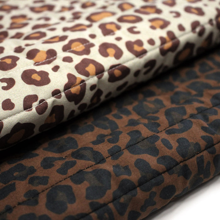 Tissu matelassé LEOPARD : chocolat ou écru - OEKO-TEX