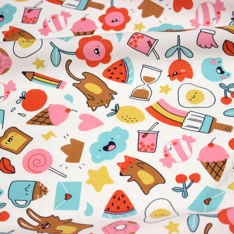 Tissu cotonnade Bubble gum et friandises multicolores - OEKO - TEX STANDARD 100 - TissusPapi.com
