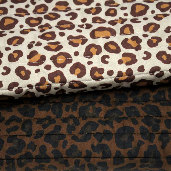 Tissu matelassé LEOPARD : chocolat ou écru - OEKO-TEX