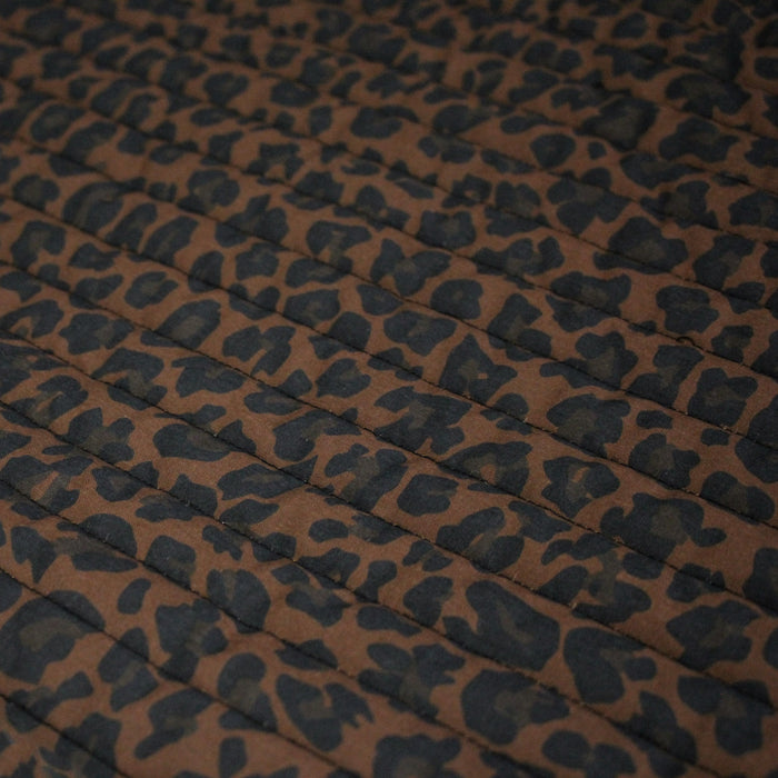 Tissu matelassé LEOPARD : chocolat ou écru - OEKO-TEX