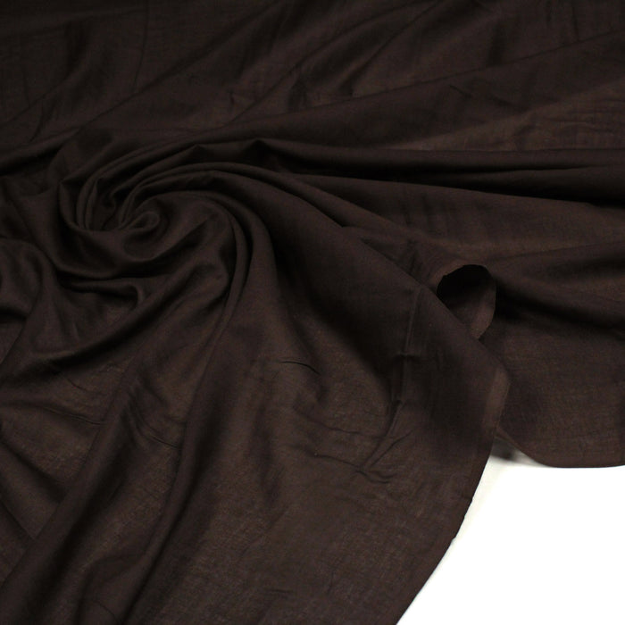 Tissu voile de coton uni marron chocolat 100% COTON, hyper doux !