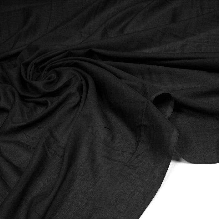 Tissu voile de coton uni noir - Fabrication espagnole