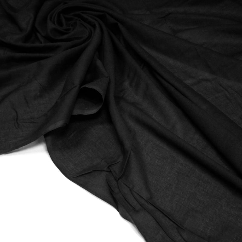 Tissu voile de coton uni noir - Fabrication espagnole - TissusPapi.com