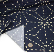 Tissu cotonnade motif japonais GEANT ASANOHA SASHIKO, bleu & écru - OEKO - TEX STANDARD 100 - TissusPapi.com
