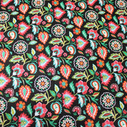 Tissu cotonnade JARDIN DE BENGALE, Fleuri indien, 4 couleurs : rose / céladon / vert / noir - OEKO-TEX STANDARD 100 - TissusPapi.com