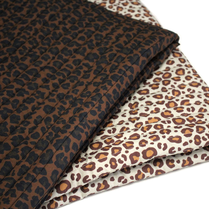 Tissu matelassé LEOPARD : chocolat ou écru - OEKO-TEX