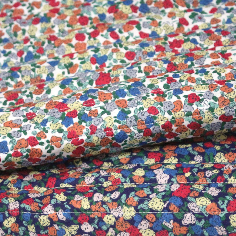 Tissu matelassé FLEURI fines fleurs : fond bleu ou fond blanc - OEKO - TEX - TissusPapi.com