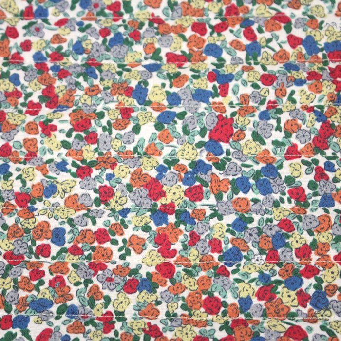 Tissu matelassé FLEURI fines fleurs : fond bleu ou fond blanc - OEKO-TEX