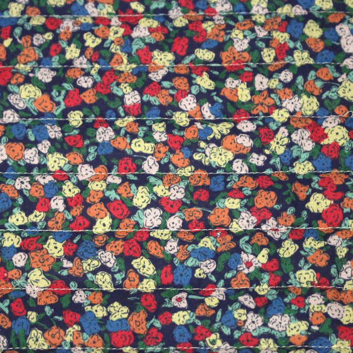 Tissu matelassé FLEURI fines fleurs : fond bleu ou fond blanc - OEKO-TEX