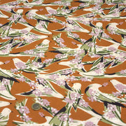 Tissu Viscose fluide OIZEA rouille aux oiseaux et fleurs parme - OEKO - TEX STANDARD 100 - TissusPapi.com