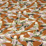 Tissu Viscose fluide OIZEA rouille aux oiseaux et fleurs parme - OEKO - TEX STANDARD 100 - TissusPapi.com