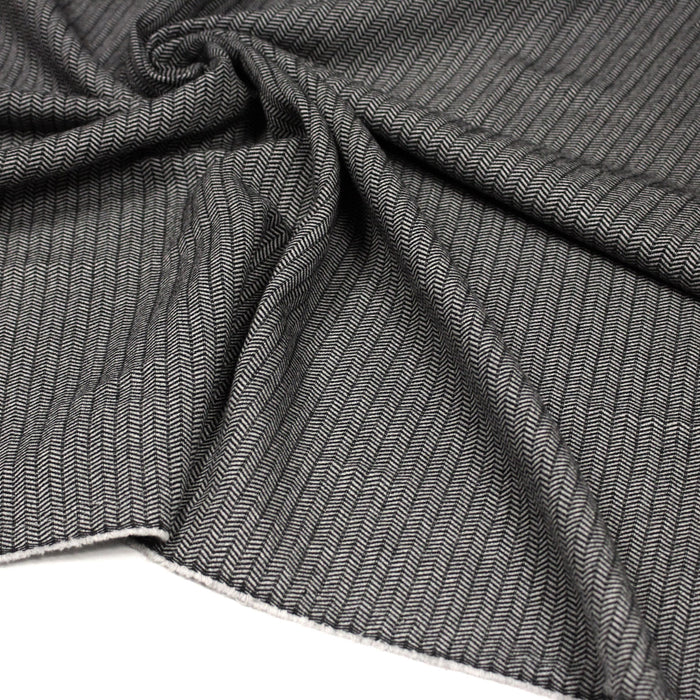 Tissu tweed de coton, chevrons gris & noirs - Fabrication italienne