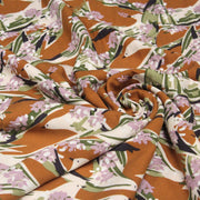 Tissu Viscose fluide OIZEA rouille aux oiseaux et fleurs parme - OEKO - TEX STANDARD 100 - TissusPapi.com
