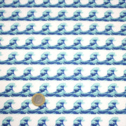 Tissu cotonnade imprimée EMOJI VAGUES HOKUSAI - OEKO - TEX STANDARD 100 - TissusPapi.com