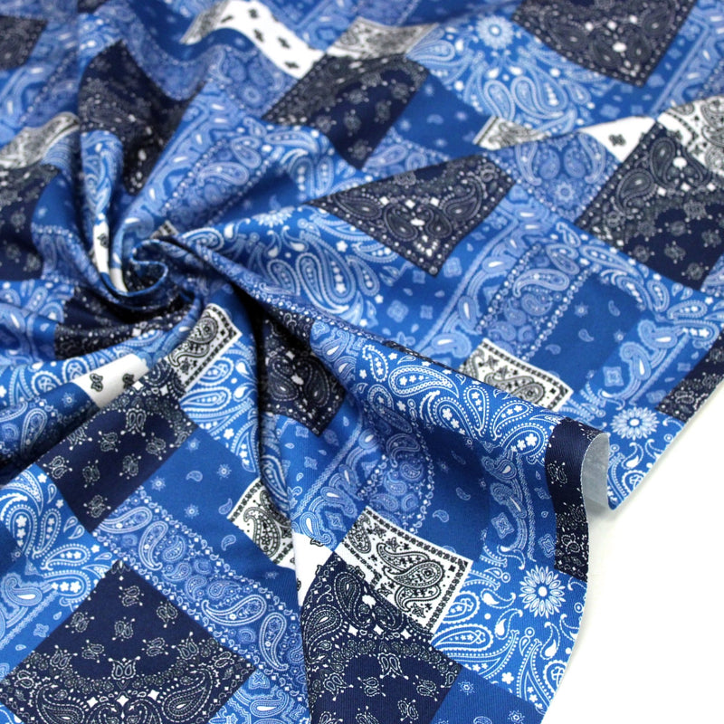 Tissu gabardine coton imprimée motif BANDANA paisley : nombreuses couleurs ! - OEKO-TEX STANDARD 100 - TissusPapi.com