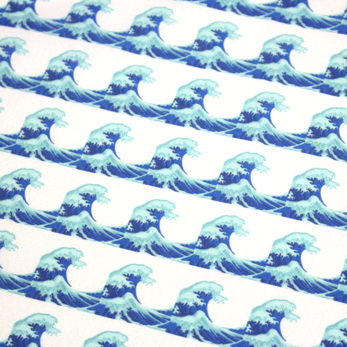Tissu cotonnade imprimée EMOJI VAGUES HOKUSAI - OEKO-TEX STANDARD 100