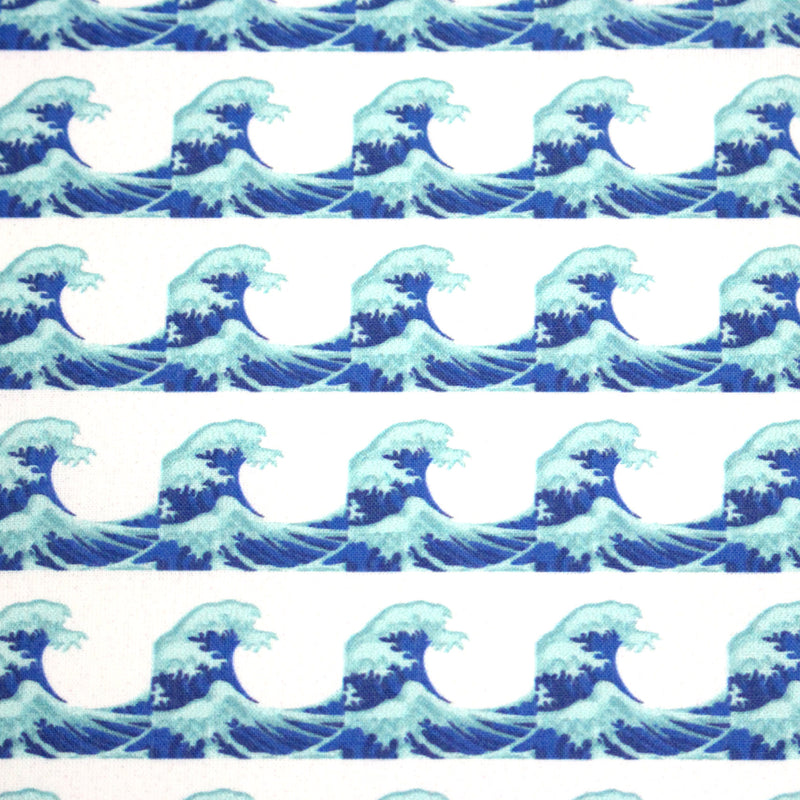 Tissu cotonnade imprimée EMOJI VAGUES HOKUSAI - OEKO - TEX STANDARD 100 - TissusPapi.com