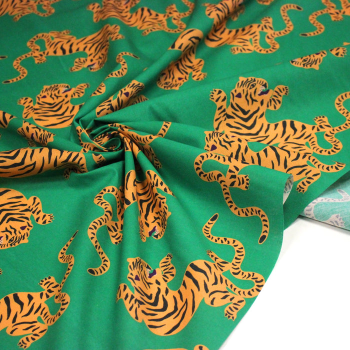 Tissu cotonnade TIGRUS BENGALIS, tigres et nombreuses couleurs - OEKO - TEX STANDARD 100 - TissusPapi.com