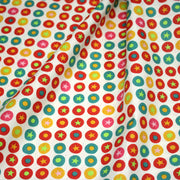 Tissu popeline coton blanc aux pois & étoiles multicolores - TissusPapi.com